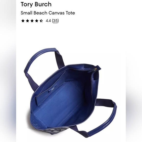 Tory Burch Beach Canvas Tote In Royal Blue Large - Picture 13 of 14